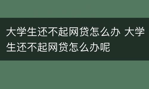 大学生还不起网贷怎么办 大学生还不起网贷怎么办呢