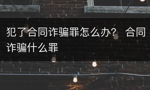 犯了合同诈骗罪怎么办？ 合同诈骗什么罪
