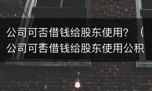 公司可否借钱给股东使用？（公司可否借钱给股东使用公积金）