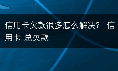 信用卡欠款很多怎么解决？ 信用卡 总欠款