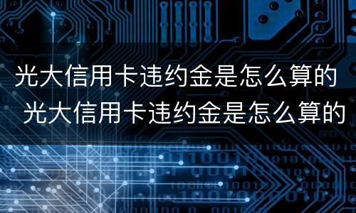 光大信用卡违约金是怎么算的 光大信用卡违约金是怎么算的啊