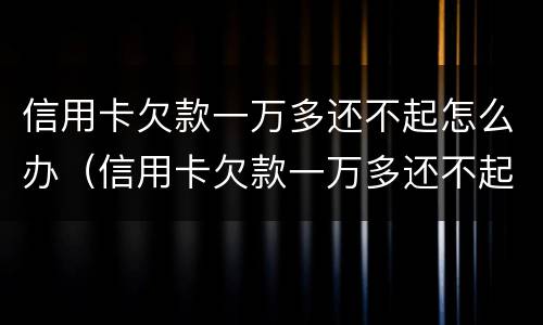 信用卡欠款一万多还不起怎么办（信用卡欠款一万多还不起怎么办理）