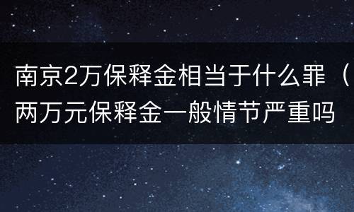 南京2万保释金相当于什么罪（两万元保释金一般情节严重吗）