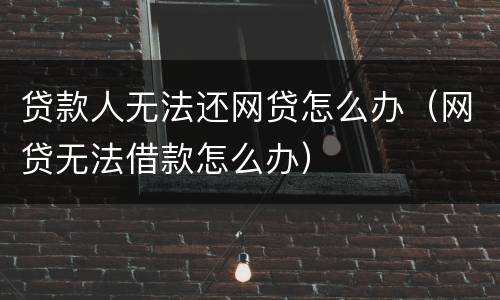 贷款人无法还网贷怎么办（网贷无法借款怎么办）