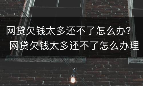网贷欠钱太多还不了怎么办？ 网贷欠钱太多还不了怎么办理