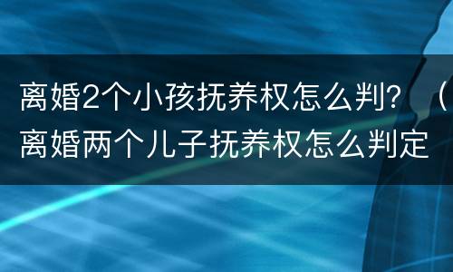 离婚2个小孩抚养权怎么判？（离婚两个儿子抚养权怎么判定）