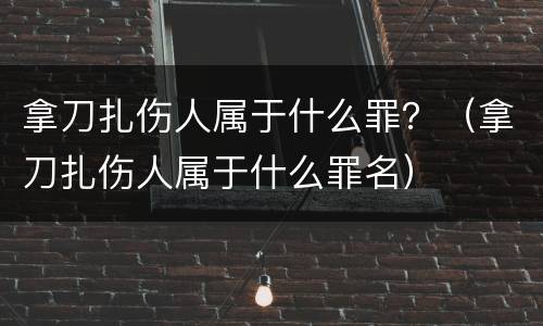拿刀扎伤人属于什么罪？（拿刀扎伤人属于什么罪名）