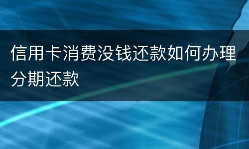 信用卡消费没钱还款如何办理分期还款