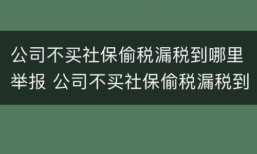 公司不买社保偷税漏税到哪里举报 公司不买社保偷税漏税到哪里举报电话