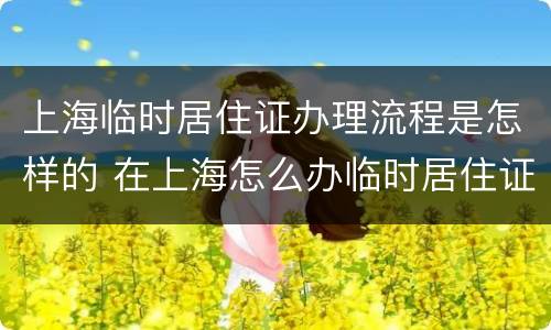 上海临时居住证办理流程是怎样的 在上海怎么办临时居住证