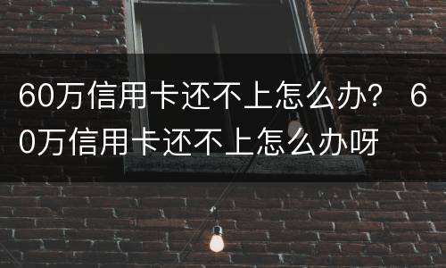 60万信用卡还不上怎么办？ 60万信用卡还不上怎么办呀