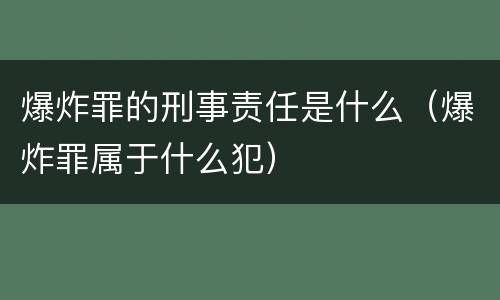 爆炸罪的刑事责任是什么（爆炸罪属于什么犯）