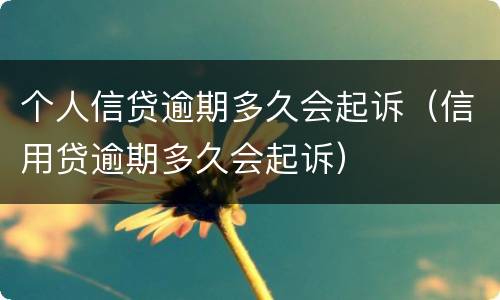 个人信贷逾期多久会起诉（信用贷逾期多久会起诉）