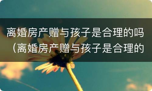 离婚房产赠与孩子是合理的吗（离婚房产赠与孩子是合理的吗怎么办）