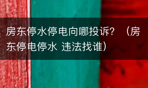 房东停水停电向哪投诉？（房东停电停水 违法找谁）