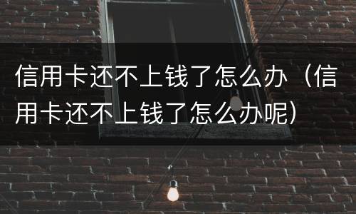 信用卡还不上钱了怎么办（信用卡还不上钱了怎么办呢）