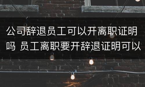 公司辞退员工可以开离职证明吗 员工离职要开辞退证明可以吗