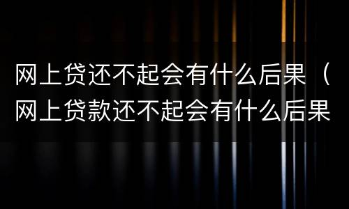 网上贷还不起会有什么后果（网上贷款还不起会有什么后果）