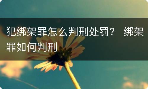 犯绑架罪怎么判刑处罚？ 绑架罪如何判刑