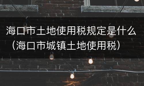海口市土地使用税规定是什么（海口市城镇土地使用税）