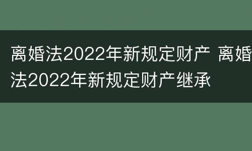 离婚法2022年新规定财产 离婚法2022年新规定财产继承