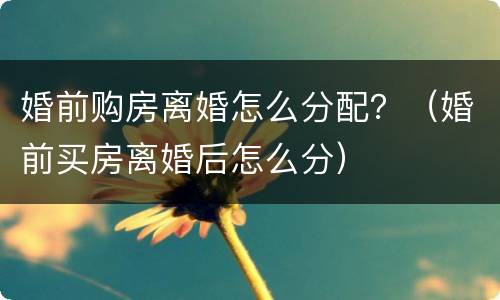 婚前购房离婚怎么分配？（婚前买房离婚后怎么分）