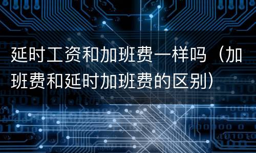 延时工资和加班费一样吗（加班费和延时加班费的区别）