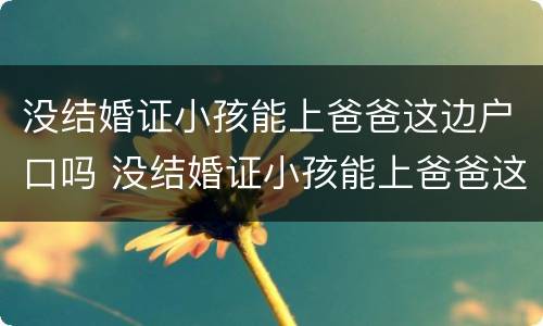 没结婚证小孩能上爸爸这边户口吗 没结婚证小孩能上爸爸这边户口吗怎么办