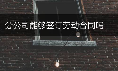 分公司能够签订劳动合同吗