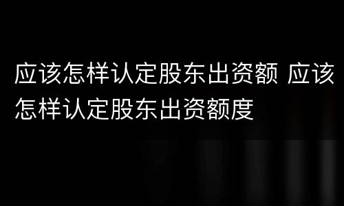 应该怎样认定股东出资额 应该怎样认定股东出资额度