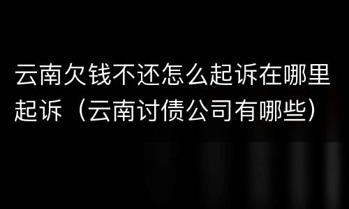 云南欠钱不还怎么起诉在哪里起诉（云南讨债公司有哪些）