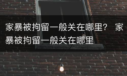 家暴被拘留一般关在哪里？ 家暴被拘留一般关在哪里