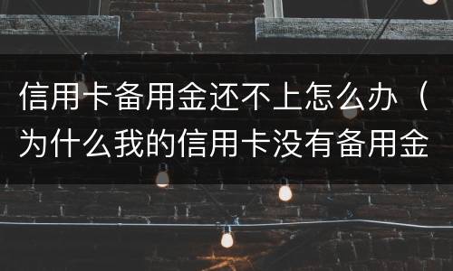 信用卡备用金还不上怎么办（为什么我的信用卡没有备用金）