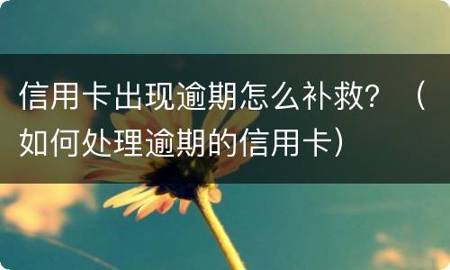 信用卡出现逾期怎么补救？（如何处理逾期的信用卡）