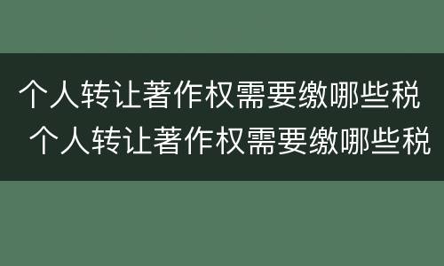 个人转让著作权需要缴哪些税 个人转让著作权需要缴哪些税金