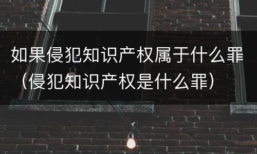 如果侵犯知识产权属于什么罪（侵犯知识产权是什么罪）