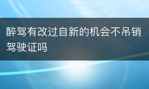 醉驾有改过自新的机会不吊销驾驶证吗
