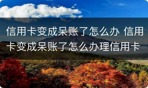 信用卡变成呆账了怎么办 信用卡变成呆账了怎么办理信用卡