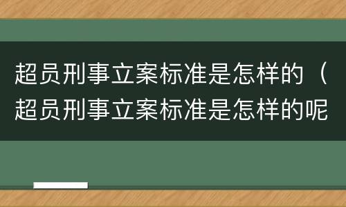 超员刑事立案标准是怎样的（超员刑事立案标准是怎样的呢）