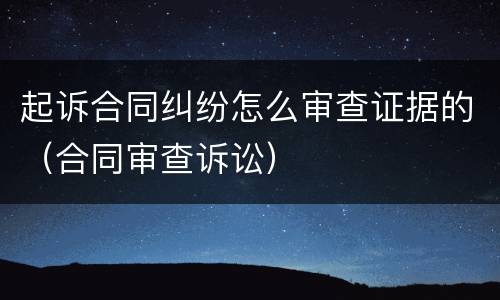 起诉合同纠纷怎么审查证据的（合同审查诉讼）