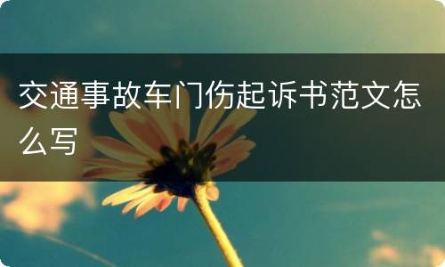 交通事故车门伤起诉书范文怎么写