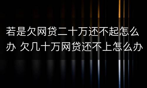 若是欠网贷二十万还不起怎么办 欠几十万网贷还不上怎么办