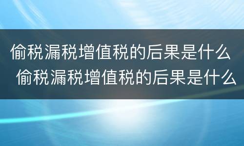 偷税漏税增值税的后果是什么 偷税漏税增值税的后果是什么意思