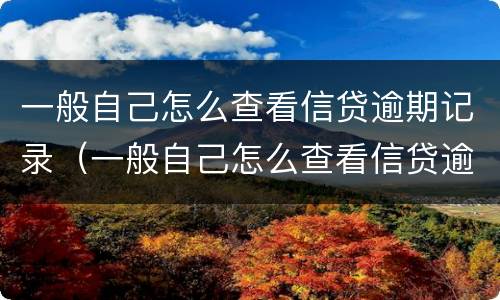 一般自己怎么查看信贷逾期记录（一般自己怎么查看信贷逾期记录呢）