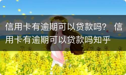 信用卡有逾期可以贷款吗？ 信用卡有逾期可以贷款吗知乎