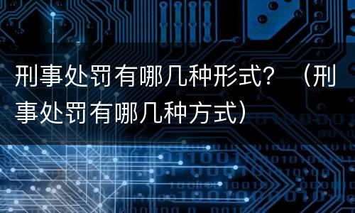 刑事处罚有哪几种形式？（刑事处罚有哪几种方式）