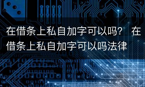 在借条上私自加字可以吗？ 在借条上私自加字可以吗法律