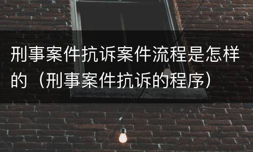 刑事案件抗诉案件流程是怎样的（刑事案件抗诉的程序）