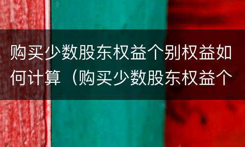 购买少数股东权益个别权益如何计算（购买少数股东权益个别权益如何计算增值税）