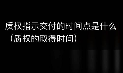 质权指示交付的时间点是什么（质权的取得时间）
